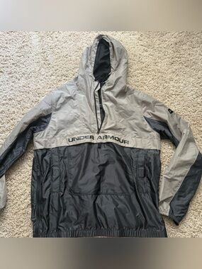 LG Grey and Black Hooded Windbreaker Jacket